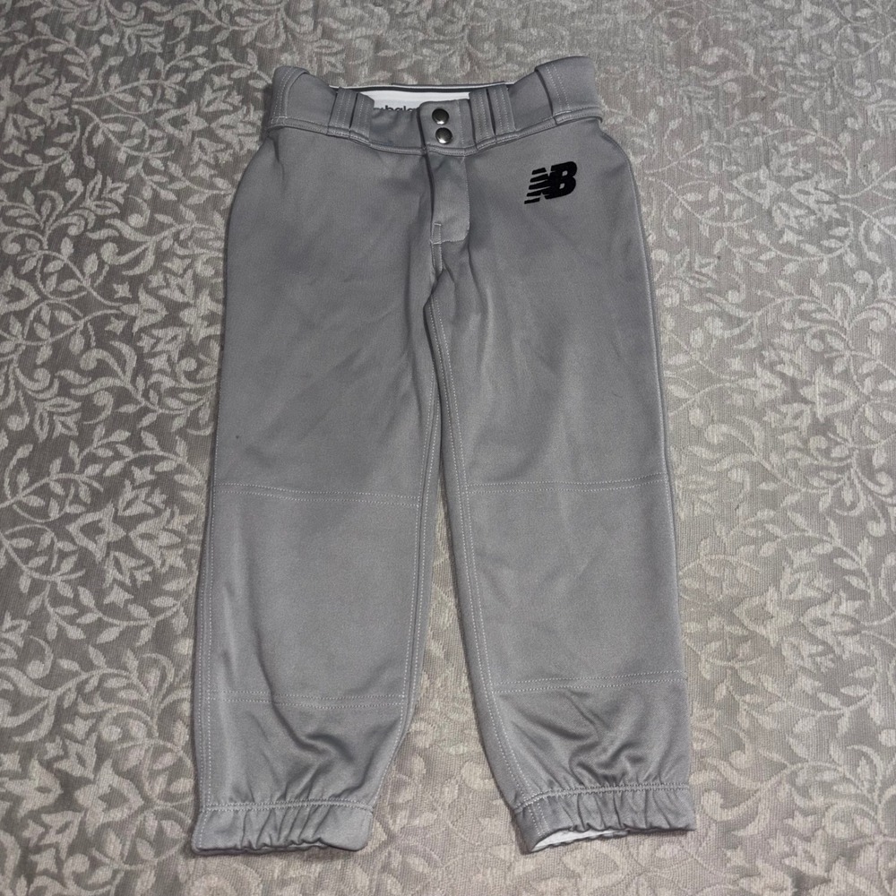 New Balance Baseball Pants Kids XS Grey Excellent Reinforced Knee Athletic